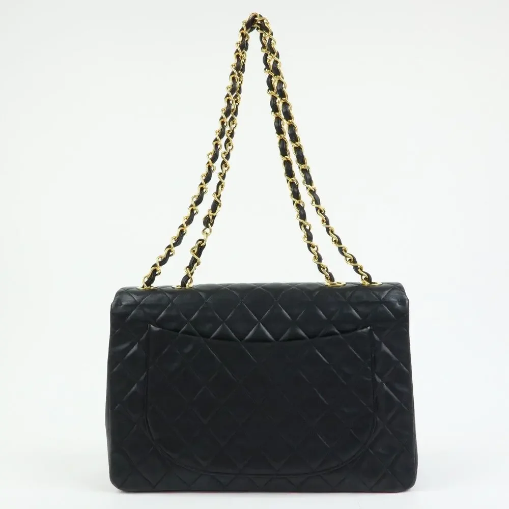Chanel Matelasse Lambskin Jumbo 34 Flap Bag Black